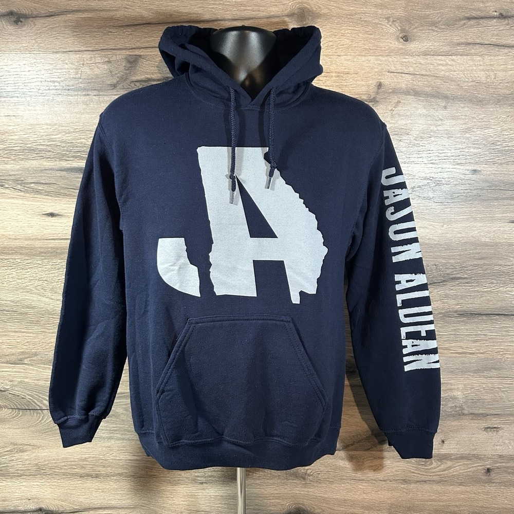 Jason Aldean Rock N Roll Cowboy Tour Hooded Sweatshirt Mens Small Blue